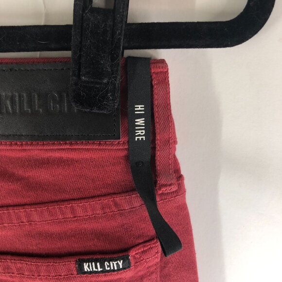 Kill City Hi Wire Womens Red Skinny Jeans Goth Punk Size 27 - Picture 3 of 4